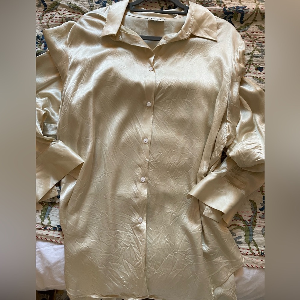 Lilysilk 100% Mulberry Silk Blouse in Ivory XXL